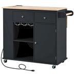 Multifunktionaler Küchenwagen mit Steckdose, offenem Stauraum und Weinregal - 40 x 34 Zoll