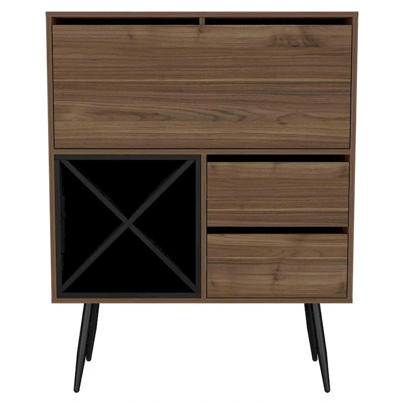Bar Cabinet with Wine Racks, Two Drawers and Storage Cabinet