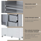 52.7 in. Rolling Mobile Kitchen Island with Solid Wood Top
