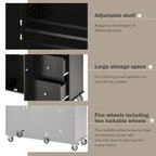 52.7 in. Rolling Mobile Kitchen Island with Solid Wood Top