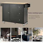 52.7 in. Rolling Mobile Kitchen Island with Solid Wood Top