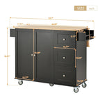 52.7 in. Rolling Mobile Kitchen Island with Solid Wood Top