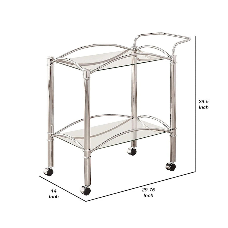 Metal Serving Cart in Silver