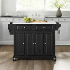 Full Size Granite Top Kitchen Cart in Black - 18 in. D x 51.5 in. W x 36 in. H