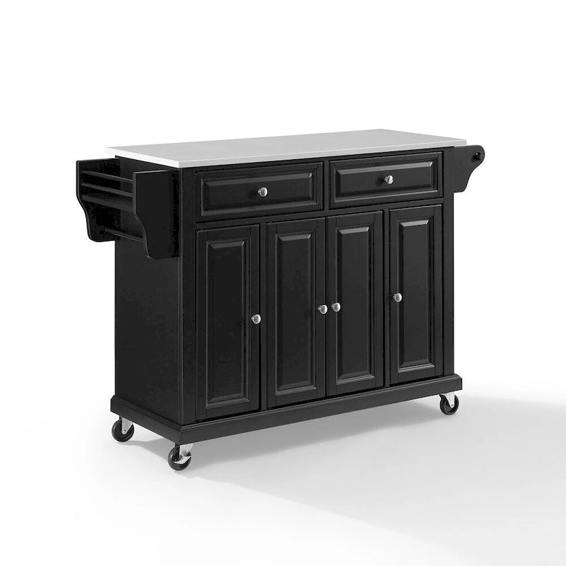 Full Size Granite Top Kitchen Cart in Black - 18 in. D x 51.5 in. W x 36 in. H