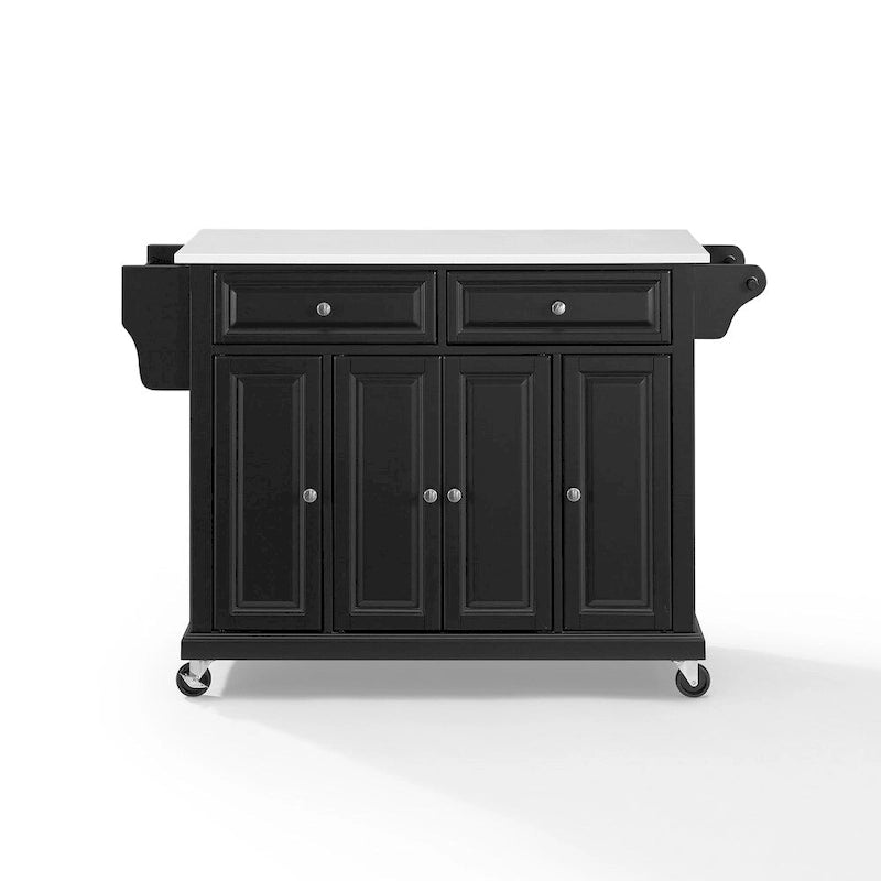 Full Size Granite Top Kitchen Cart in Black - 18 in. D x 51.5 in. W x 36 in. H