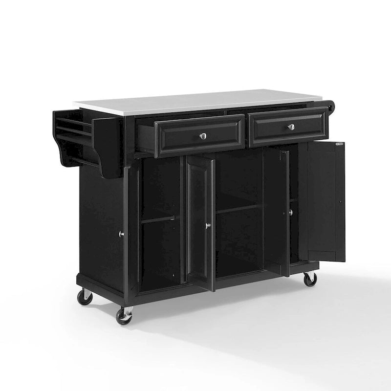 Full Size Granite Top Kitchen Cart in Black - 18 in. D x 51.5 in. W x 36 in. H