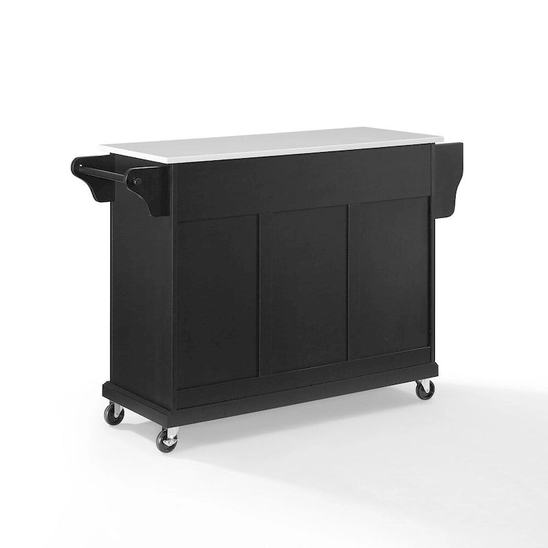 Full Size Granite Top Kitchen Cart in Black - 18 in. D x 51.5 in. W x 36 in. H