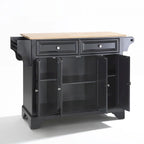 Czarna drewniana wyspa kuchenna z blatem z naturalnego drewna - 18 in. D x 51.5 in. W x 36 in. H