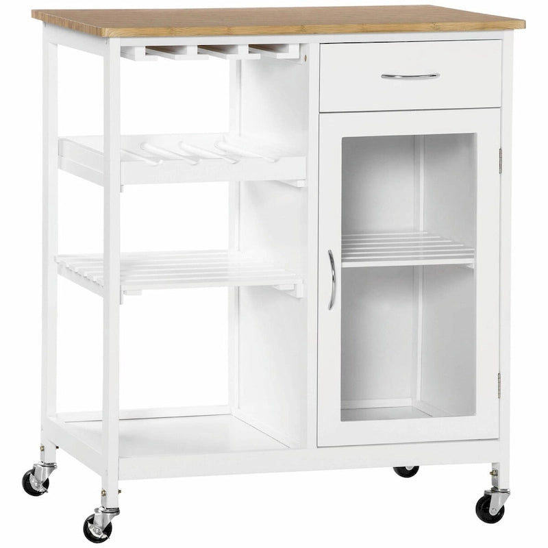 Rolling Kitchen Island with Storage, Wine Rack, Shelves, Drawer and Cabinet