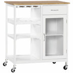 Rolling Kitchen Island with Storage, Wine Rack, Shelves, Drawer and Cabinet