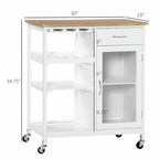 Rolling Kitchen Island with Storage, Wine Rack, Shelves, Drawer and Cabinet