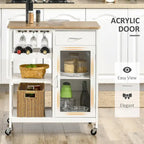 Rolling Kitchen Island with Storage, Wine Rack, Shelves, Drawer and Cabinet