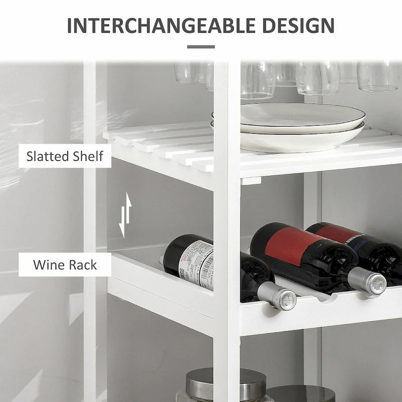 Rolling Kitchen Island with Storage, Wine Rack, Shelves, Drawer and Cabinet