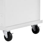 Küchenwagen aus Gummibaumholz mit Klappplatte, Mikrowellenregal, äußeren Ablageflächen und 2 Schubladen