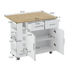 Multi-Functional Kitchen Island Cart with 2-Door Cabinet and Wine Rack
