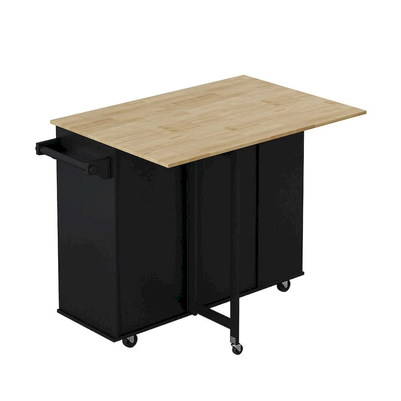 Multi-Functional Kitchen Island Cart with 2-Door Cabinet and Wine Rack