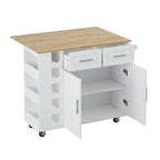 Multi-Functional Kitchen Island Cart with 2-Door Cabinet and Wine Rack