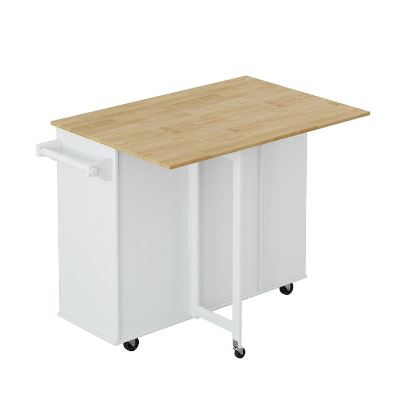 Multi-Functional Kitchen Island Cart with 2-Door Cabinet and Wine Rack