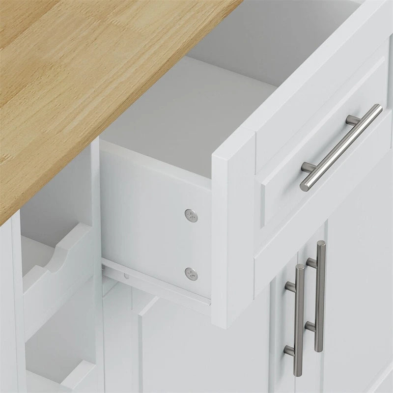 Multi-Functional Kitchen Island Cart with 2-Door Cabinet and Wine Rack